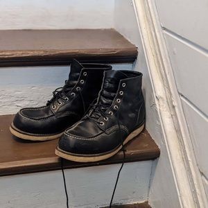 Red Wing Black Lace-Up Boots with Contrast Sole